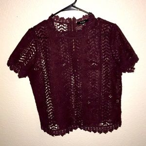 In vein cropped lace top sz M purple